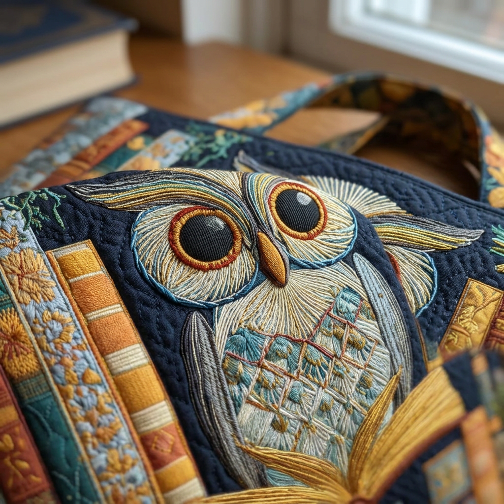 Ambachtelijke Tas - Uil en Oude Boeken - afbeelding 3