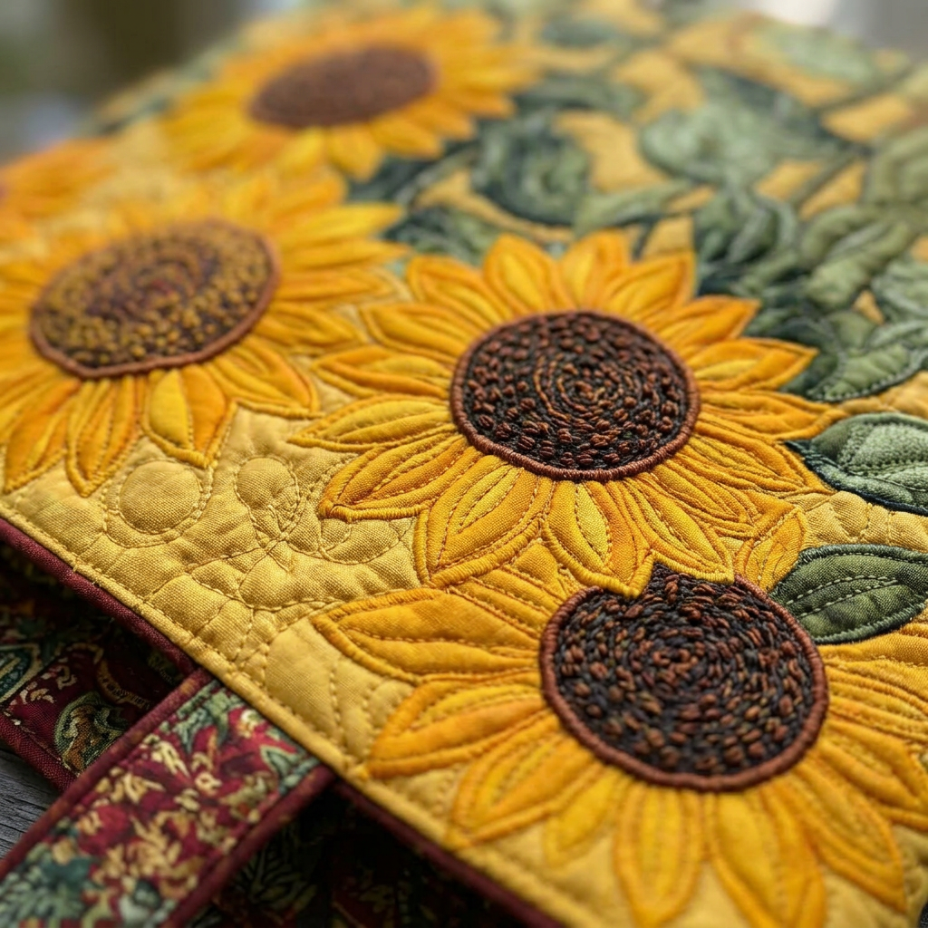 Klassieke Gewatteerde Tas - Zonnebloemen - afbeelding 4