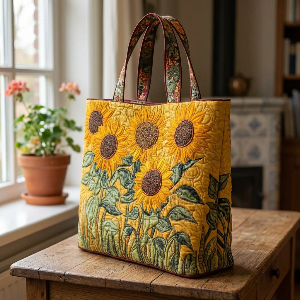 Klassieke Gewatteerde Tas - Zonnebloemen - afbeelding 3