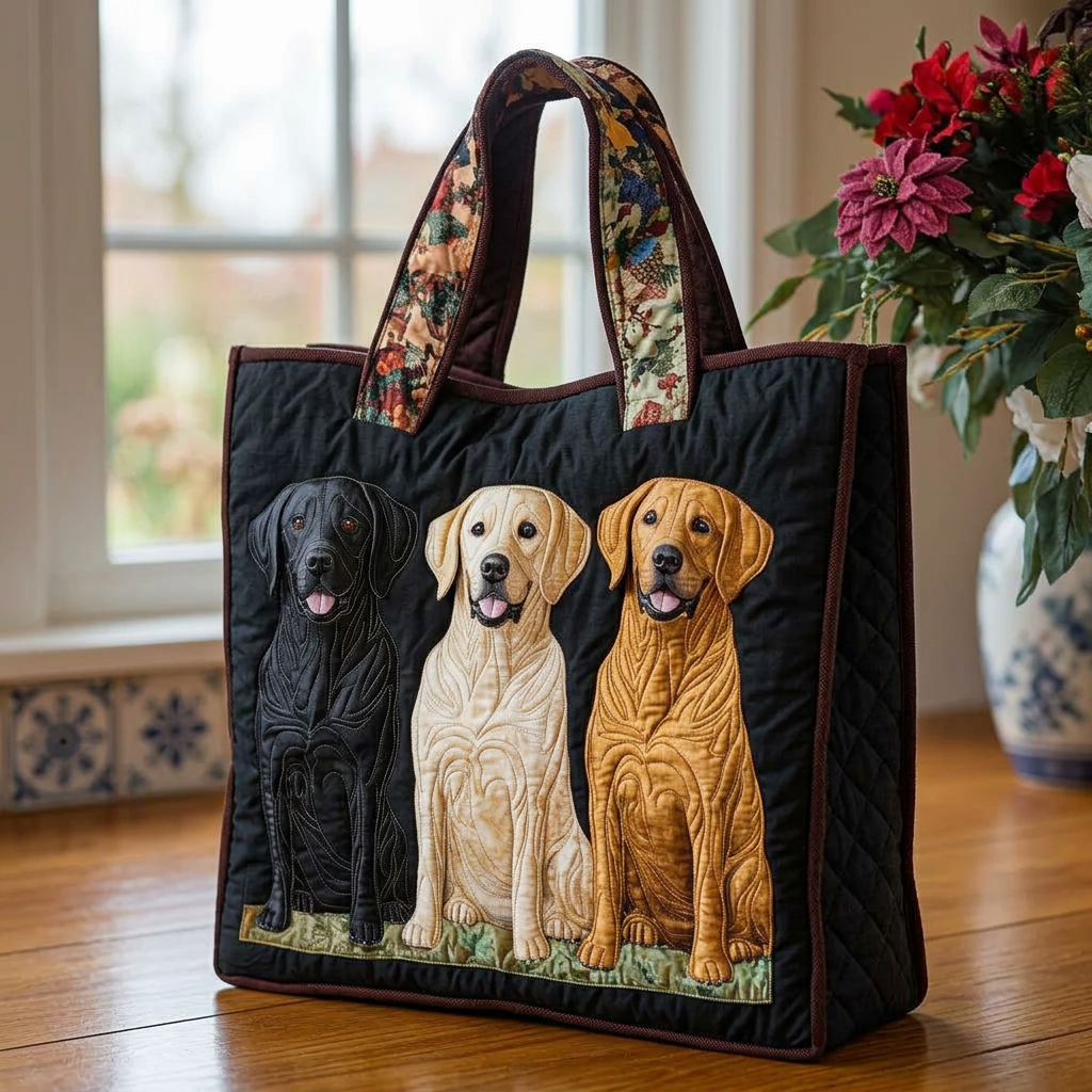 Ambachtelijke Handtas - Drie Labradors - afbeelding 3
