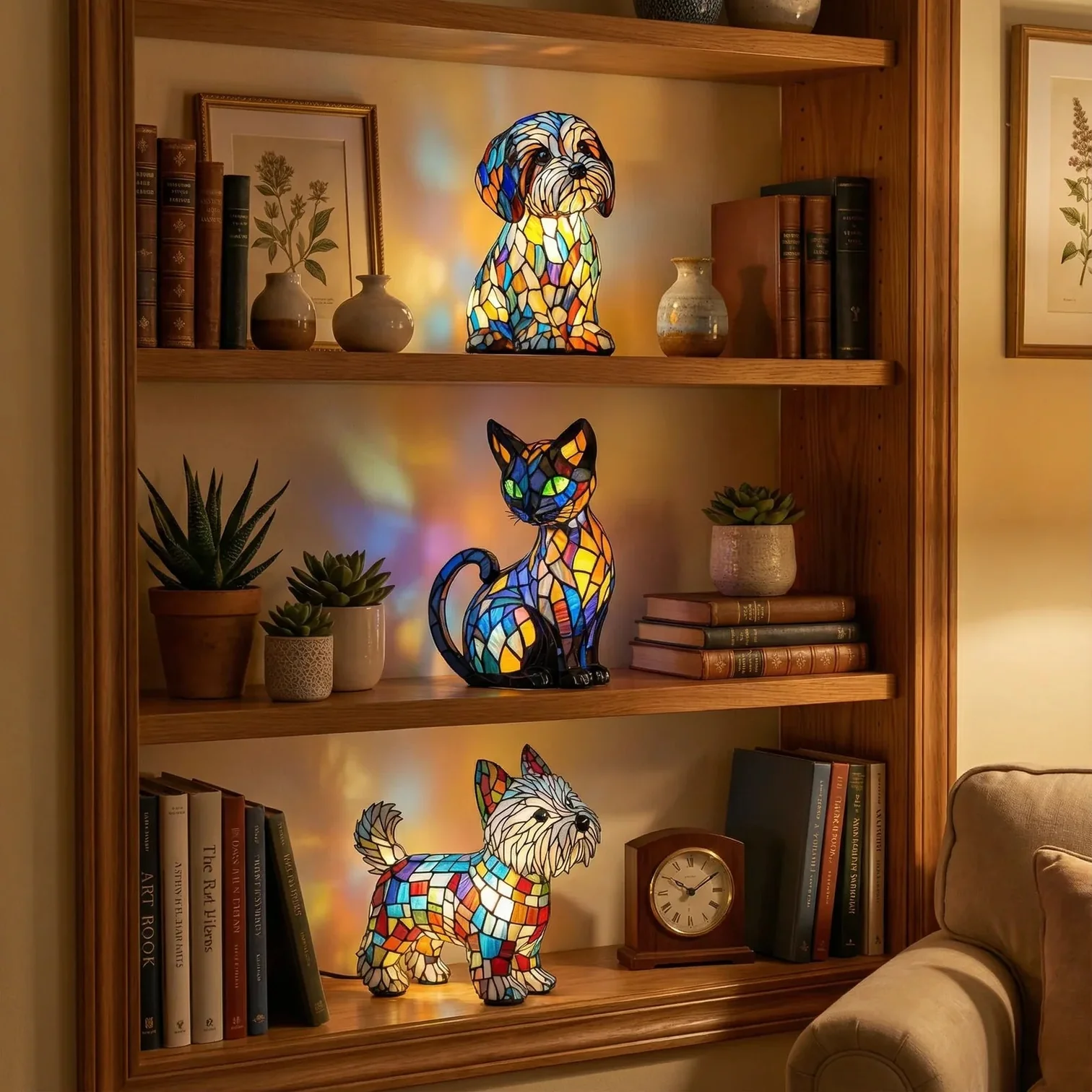 Anna Utrecht dierenlamp op een boekenkast