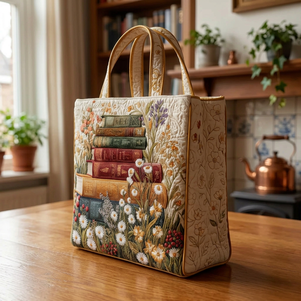 Gewatteerde Ambachtelijke Tas - Bloemenmotief - afbeelding 3