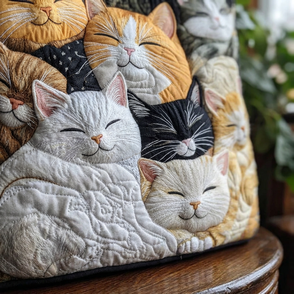 Gewatteerde Ambachtelijke Tas - Slapende Kittens - afbeelding 4