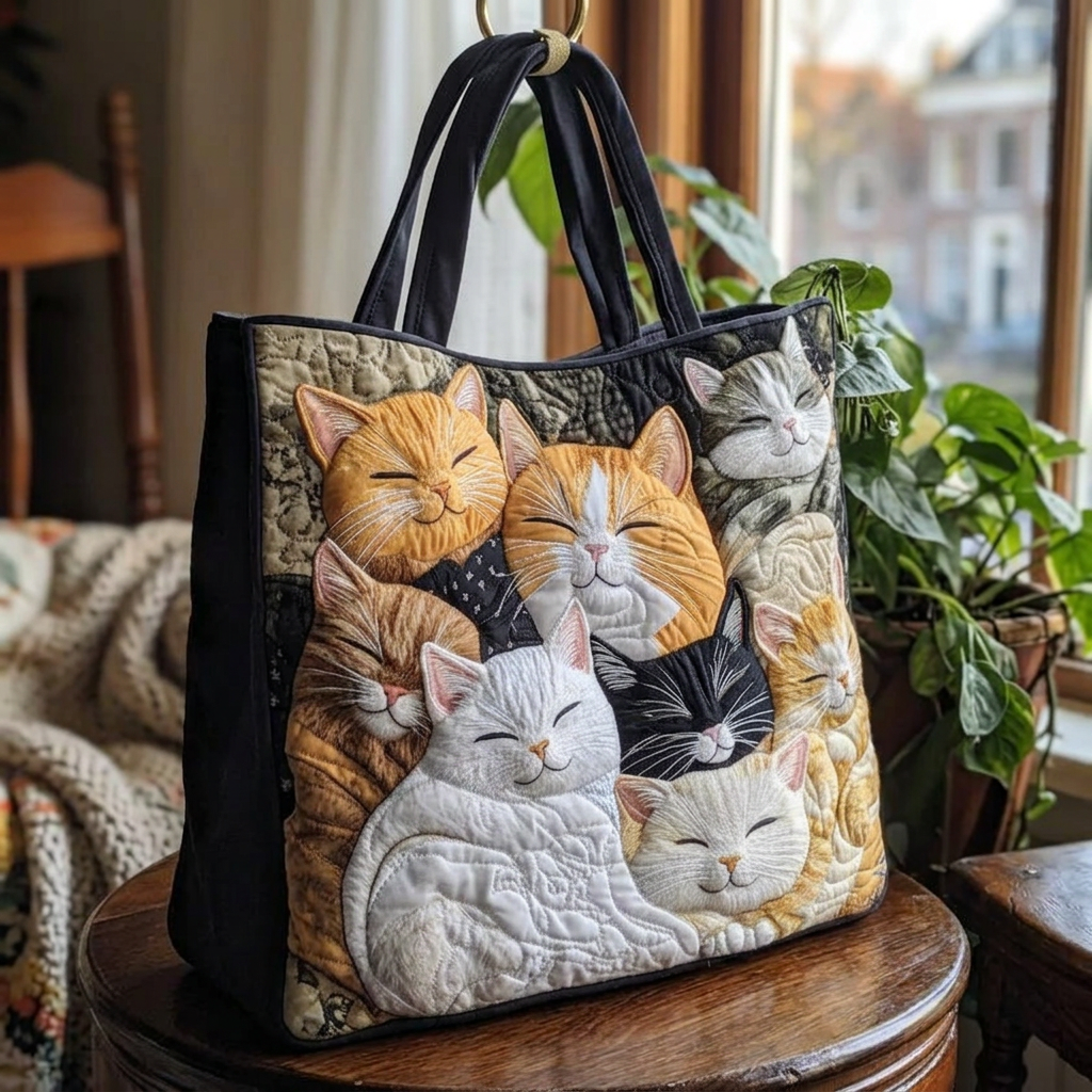 Gewatteerde Ambachtelijke Tas - Slapende Kittens - afbeelding 3